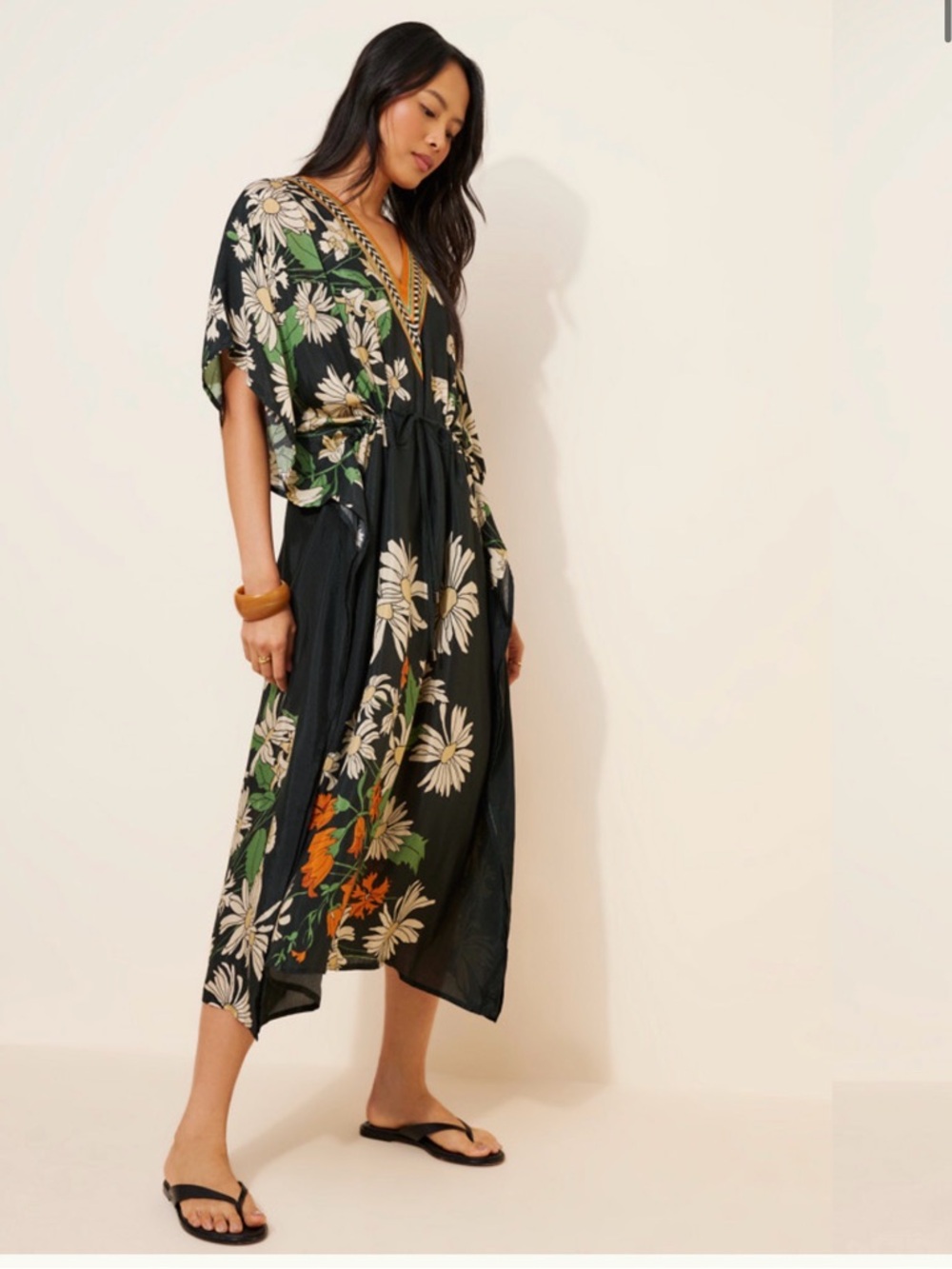 Black Floral V-Neck Kaftan Dress by Blank London 🔥 One Size